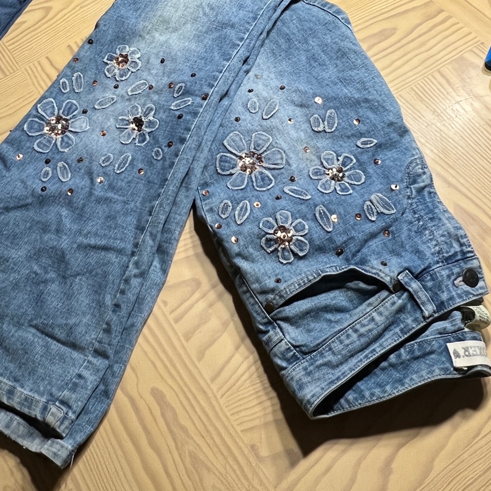 Joe boxer distressed jeans with embellishment flair leg - so cute